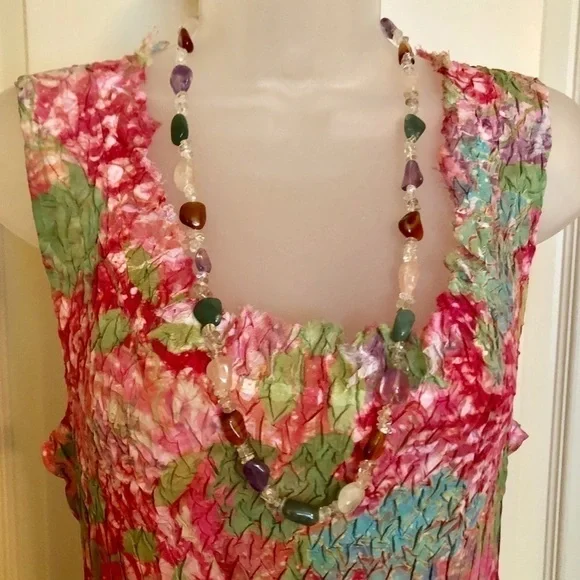 Genuine Gem Stone Necklace Amethyst Rose Quartz Blue Green Chic Classy Chic - Picture 5 of 9